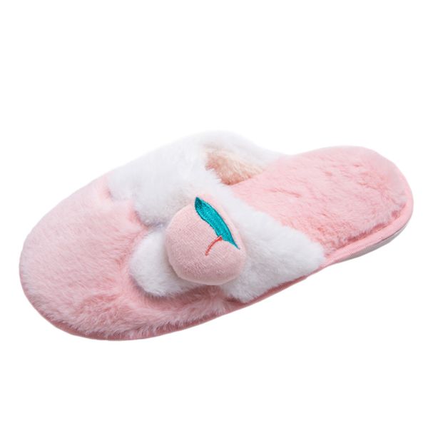 

sagace cotton slippers plush home winter cute fruit flat non-slip shoes women cotton slippers simple indoor slippers-women, Black