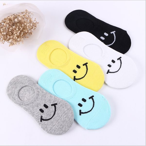 

1pairs comfortable smile cotton sock women&men slippers short ankle socks flawless funny youthful style socks soxs, Black;white