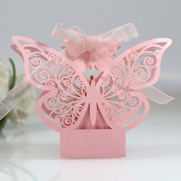 

10pcs butterfly gift paper boxes creative laser cutting wedding candy dragee gift box chocolate cookie carton wrapping package