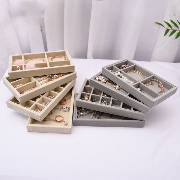 

[ddisplay]classic ice velvet jewelry display perfect earring studs jewelry storage case rings organizer store simple pendant jewelry tray, Black