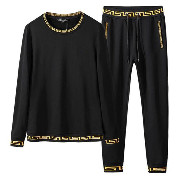 

autumn casual mens designer tracksuits fashion long sleeve o neck sport suits for men embroidered head men hoodies and pants, Gray