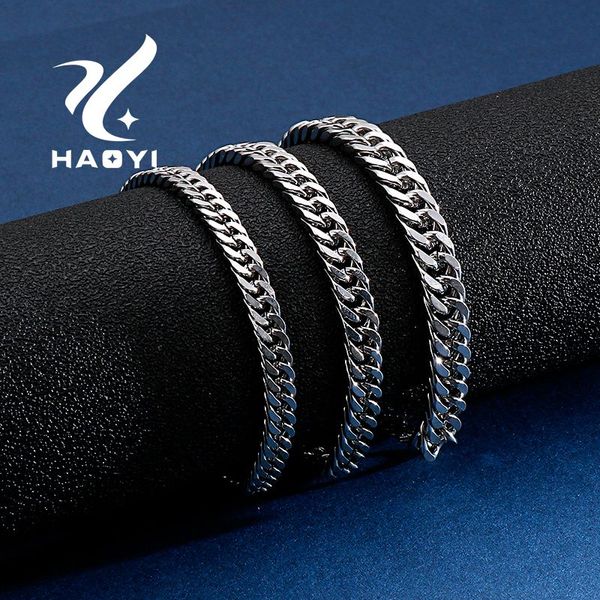 

haoyi men bracelet stainless charm rock silver color man jewery wholesale three sizes bracelet, Black
