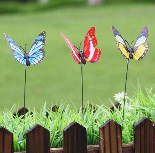 Künstlicher Schmetterling, Gartendekoration, Simulation Schmetterlingspfähle, Hofpflanze, Rasendekoration, gefälschter Schmetterling, zufällige Farbe, GB959