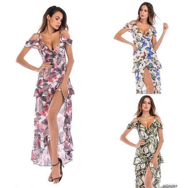 

womens designer chiffon fairy suspender skirt female irregular v-neck jumpsuit dress summerr5v8h, Black;gray