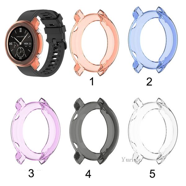 Protezione dello schermo Sottile Cornice Colorata Custodia morbida in TPU Cover protettiva Guscio per Huami Amazfit gtr 42 47mm Accessori per orologi intelligenti