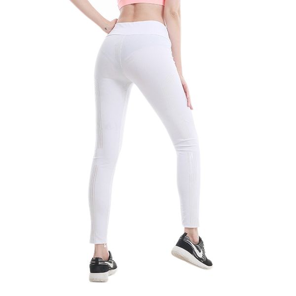 

yoga outfits women jogger night running pants iridescent striped printed reflective sports high waist stretch leggings fitne, White;red
