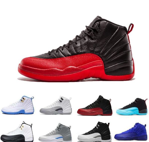 

new flu game 12 12s mens basketball shoes classic michigan college navy bordeaux dark grey 12s mens sports trainer sneakers shoes us 8-13, Black