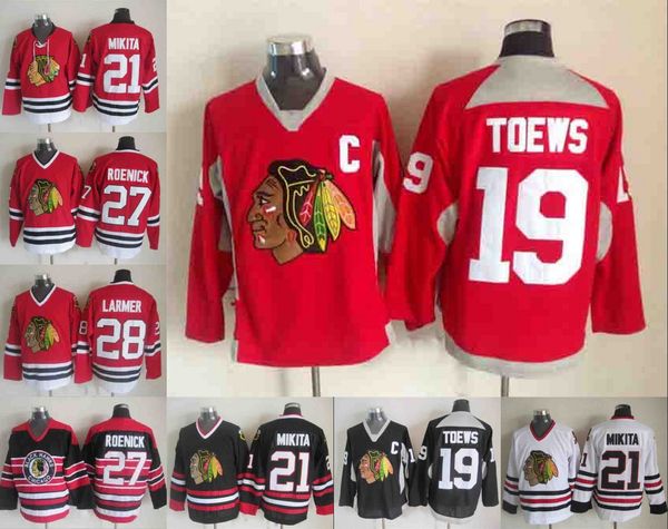 

19 TOEWS Chicago Blackhawks 21 MIKITA 27 ROENICK 28 LARMER White Patrick Kane Corey Crawford Alex DeBrincat Saad Griswold Hockey Jerseys