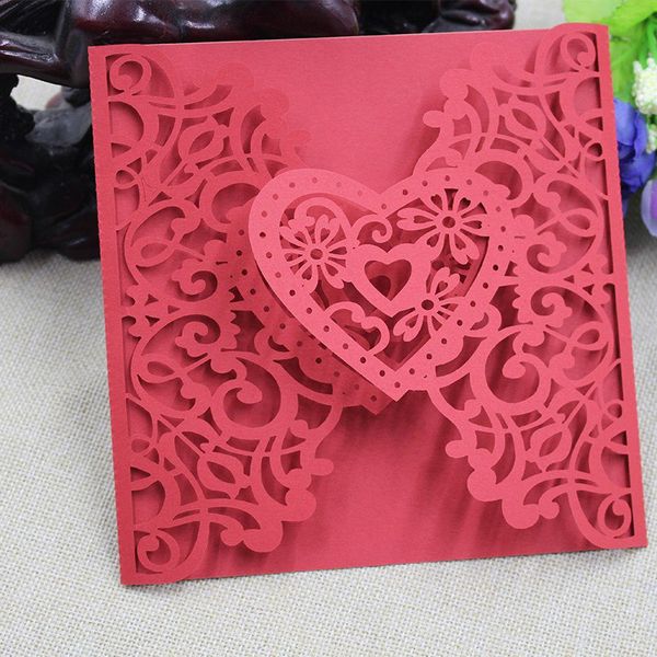

10pcs personalised square laser cut wedding party invitations cards envelopes