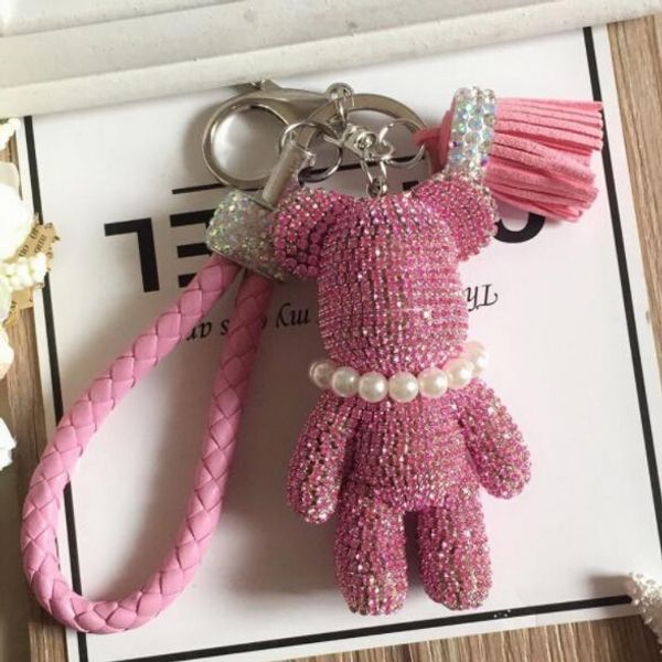 

bling bling pearl полный стразы мрачный медведь брелок для автомобиля и сумки кулон шарм брелок мода животных брелок кольцо ювелирные издели, Slivery;golden