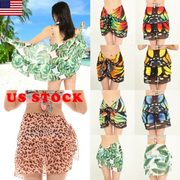 

2019 Summer Women's Beachweaer Pareo Dress Sarong Beach Bikini Swimwear Cover Up Scarf Wrap Floral Sexy Hot