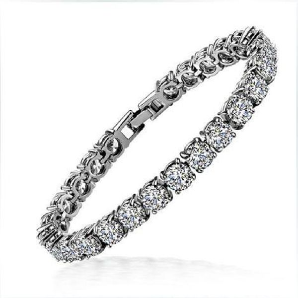 

1 ct sona synthetic diamond wedding bracelet wholesale 18k white gold plated jewelry wedding bracelet for women, Golden;silver