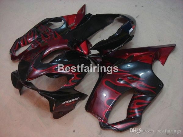 Комплект для формования в инъекциях для Honda CBR600 F4I 04 05 06 07 Red Flames Black Mags Set CBR600 F4I 2004-2007 IY05