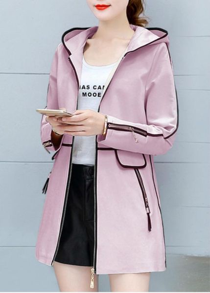 

xuxi women spring autumn coat 2019 new mid-length thin casual slim hood fashion cardigan 6 colour streetwear mujer clothes fz551, Black;brown