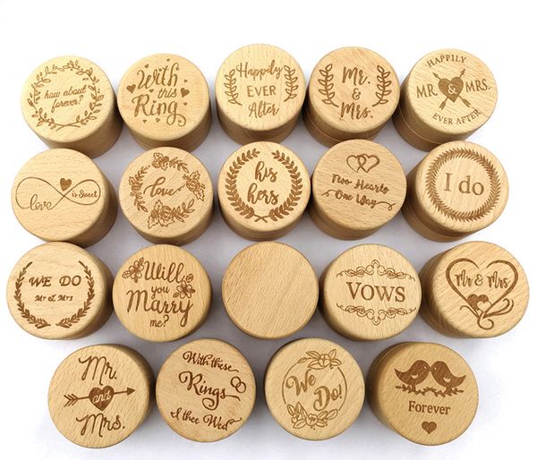 

wooden ring box personalised gift rustic wedding ring holders custom engraved round wood engagement ring box wedding favor gifts