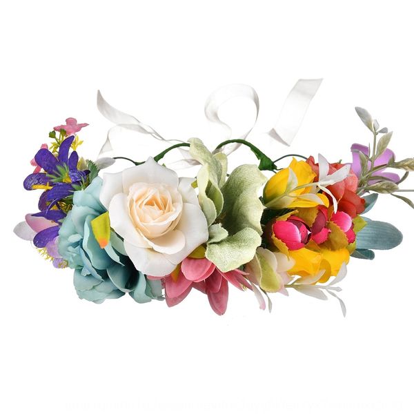 

ac0l0 pastoral children's garland artificial artificial simulation head hoop temperament goddess bride flower garland mori simulation f, Slivery;white