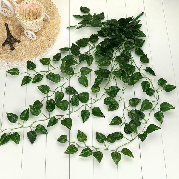 

1pcs artificial vine fake hanging plant leaves grass garland home garden wall party decor hanging green artificial vine #45
