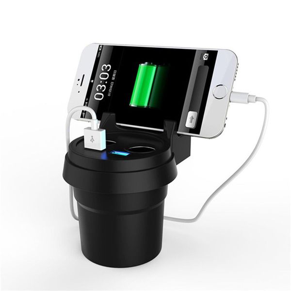 

cup type creative car charger multi-function display voltage 3.0a 2 usb port dc 12-24v cigarette lighter gps dvr phone charge