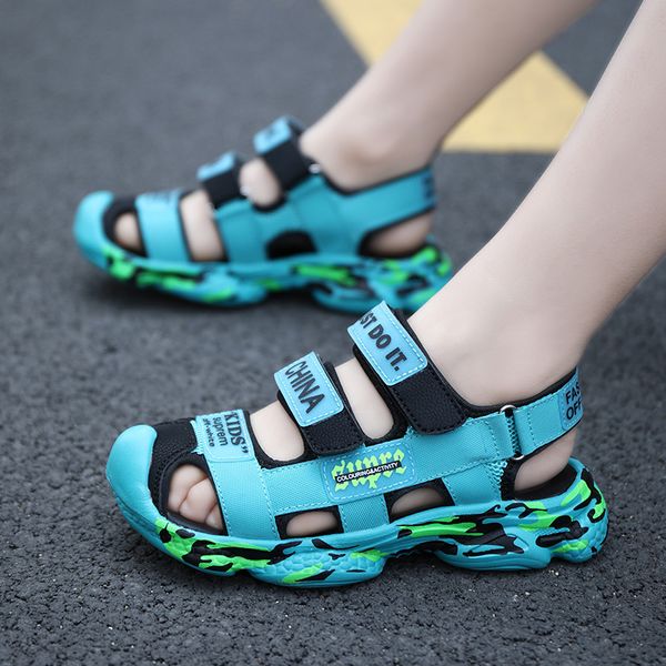 

summer boys children sandals cotton fabric cute kids shoes for boy ankle-wrap children sport sandals rubber beach kids, Black;red