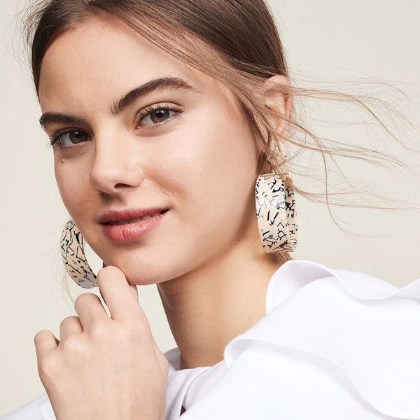 

new design white stripe geometric drop earrings for women long big acrylic earrings trendy fashion fashion jewelry gifts, Golden;silver