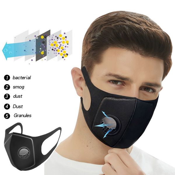 

DHL маска многоразового использование губки Защиты Mouth Маски дыхательной клапан Фильтр Унисекс моющихся респираторы Предотвращение грипп Слюна респиратор