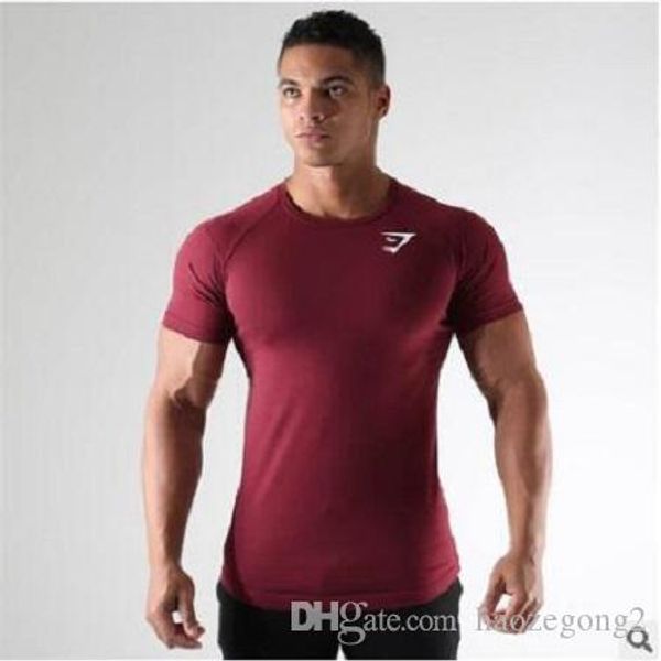 

new designer mens running sport t-shirt gym fitness bodybuilding skinny print t shirt summer male jogging training tee clothing, White;black