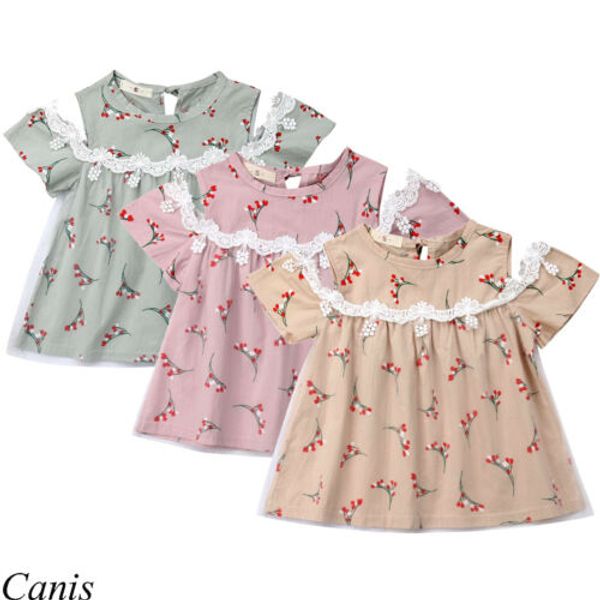 

2019 new kids baby girls dress princess pageant party lace dresses printing dew parts lovely girl clothing 6-4y, Red;yellow