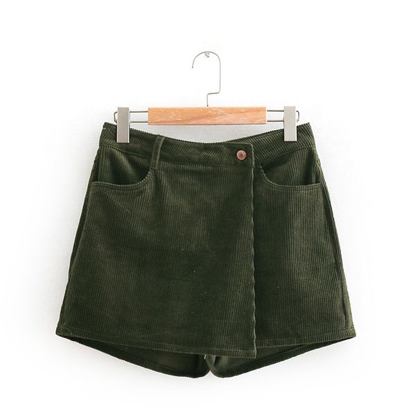 

2018 autumn women's dress solid color corduroy culottes 9376, Black;white