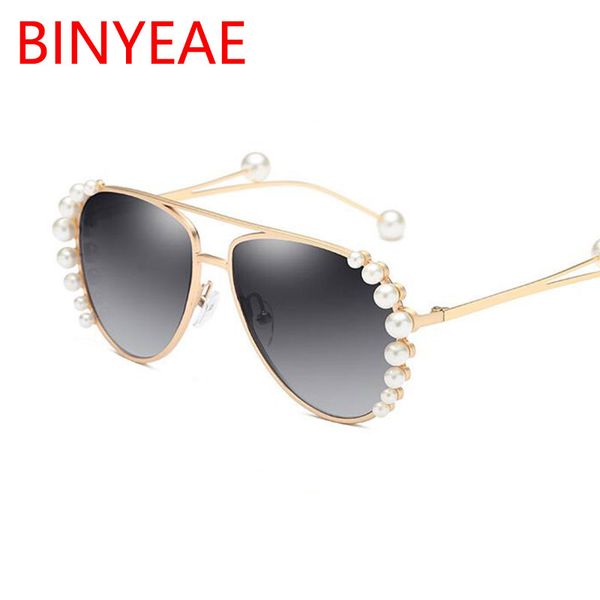 

luxury pilot pearl sunglasses female 2018 metal frame vintage brand glasses designer ladies shades fashion sunglasses, White;black