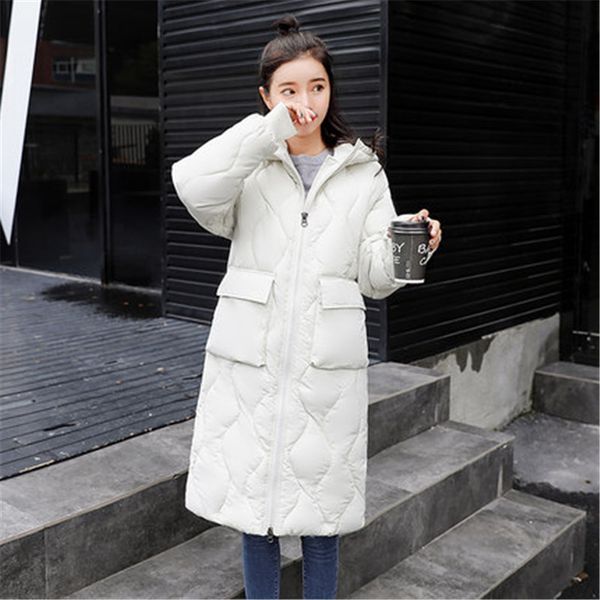 

medan 2019 new women's loose cotton long section female winter coat down cotton pad women winter, Black
