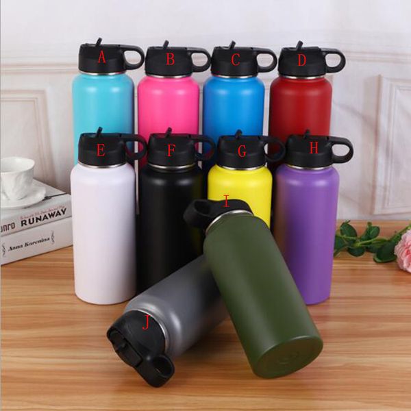 

hydro vacuum sports water bottle 32oz 40oz 304 stainless steel wide mouth large capacity travel flask water bottle with straw lids