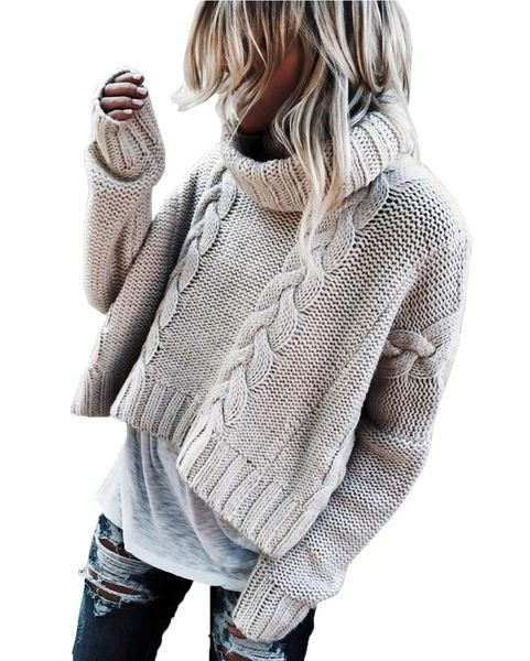 

hirigin new women autumn long sleeve sweater winter warm pullover gray loose turtleneck ladies casual sweaters, White;black