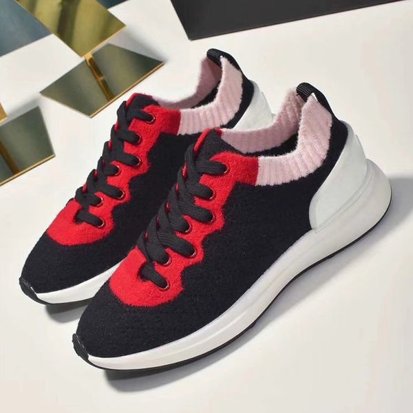 

Новое прибытие нейлон замши телячьей кроссовки Дизайнерская обувь Женская платформа Плоский Открытый Walking Повседневная обувь с Box