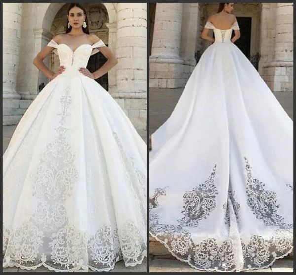 

a line атласная принцесса весенние свадебные платья дешевые 2019 скромные побрякушки длинный поезд африканский страна свадебные платья vesti, White