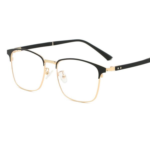 

new frame simple anti-blue light glasses fashion metal eyebrow glasses frame trendy comfortable retro flat mirror, Black