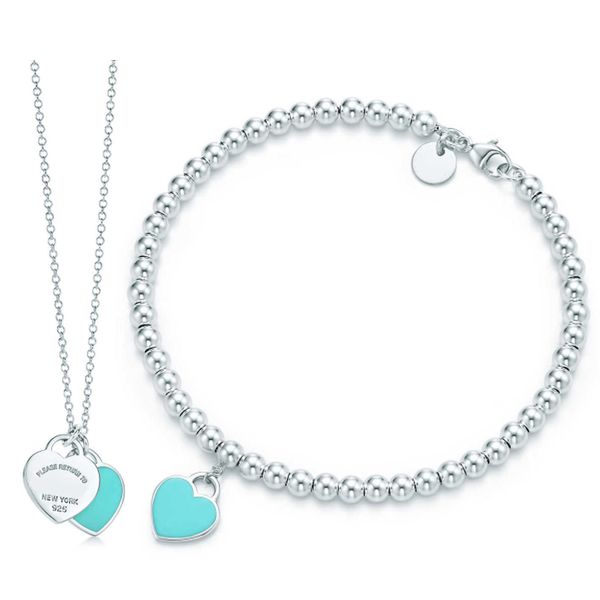 

Dorapang green heart haped bracelet necklace 100 925 terling ilver blue pendant imple for women elegant gift jewelry, Silver