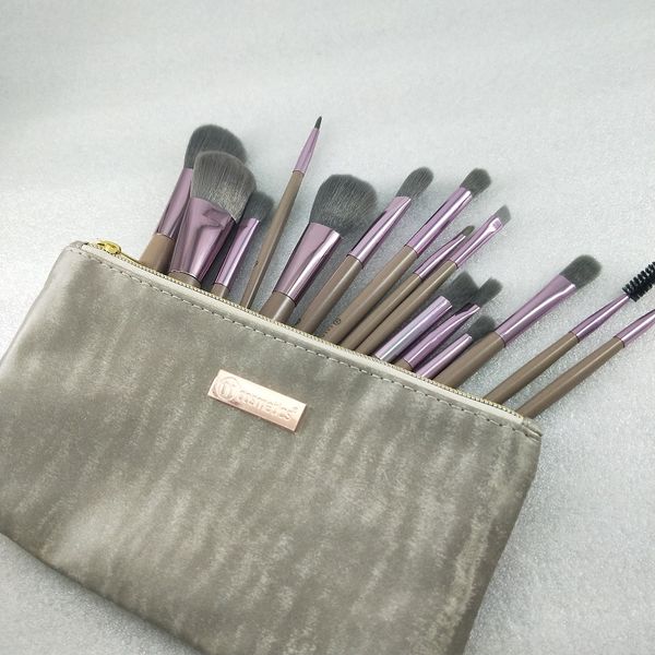 

brand makeup brush 15pcs/set brush with pu bag professional brushes for powder foundation blush eyeshadow