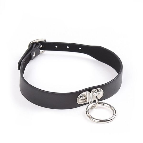 

dreambell black color leather neck collar restraints neck lock with bell or ring couple sm restraint bondage toy, Golden;silver