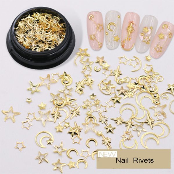 1 scatola Moon Stars Nail Art Rivetti Stud Multi Decalcomanie mentali Consigli fai da te Fascini per manicure Gel UV 3D Decorazioni per unghie Perfect Nail art