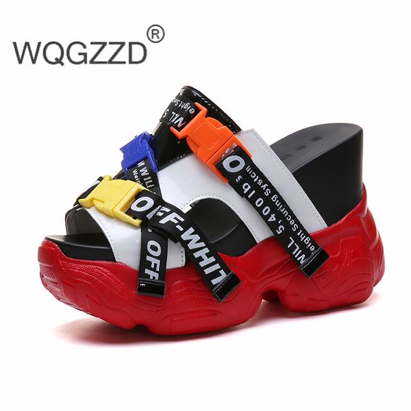 

flat platform shoes women's gladiator sandals new summer wedges fashion super high heels slippers sandalias mujer, Black