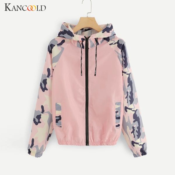 

kancoold coats women long sleeve patchwork hooded zipper sport coat pockets casual new coats and jackets women 2019aug6, Black;brown