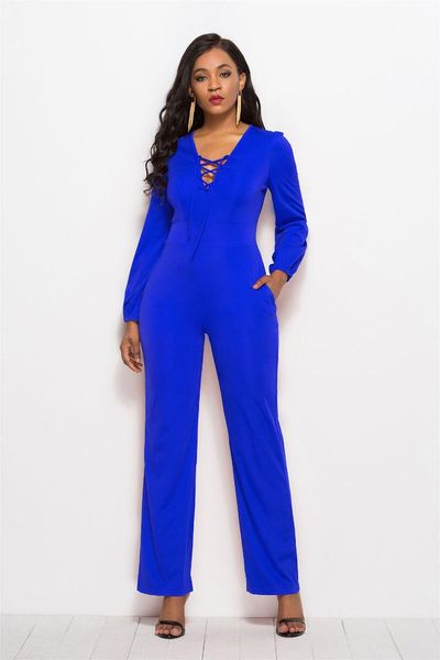 

solid jumpsuit romper plus size long sleeve body suits for women v neck overalls for women, Black;white