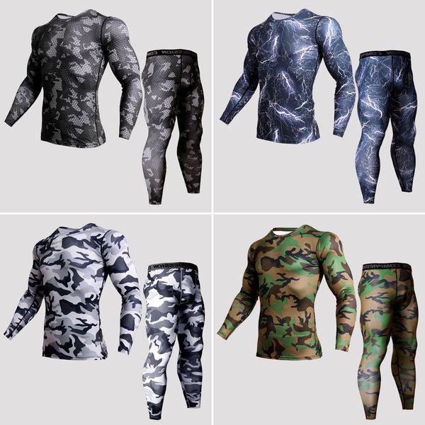 

2018 camouflage camo t-shirt bodybuilding fitness tights men quick dry long sleeve t shirts compression shirt crossfit, Gray