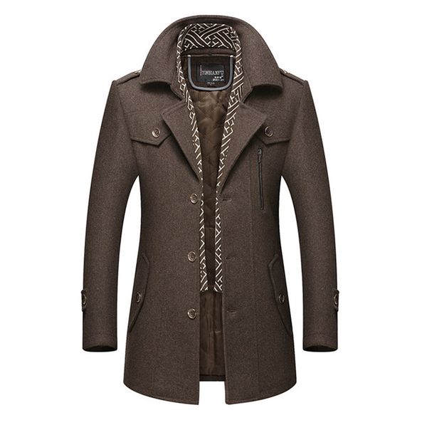 

winter designer mens coat fashion thick plus size wool jacket luxury mens slim outerwear, Black