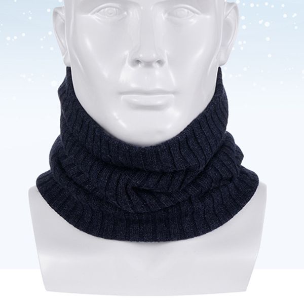 

outdoor neck warmer scarf soft double-layer knitted fleece lined neck gaiter for cycling skiing climbing navy pet supplies, Blue;black