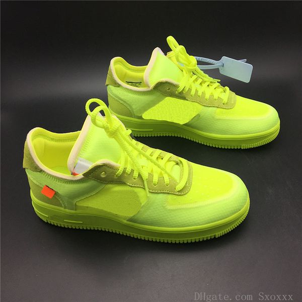 

white x 1 07 volt skateboard shoes mens fluorescent green transparent design sports shoes designer trainer sneakers high quality