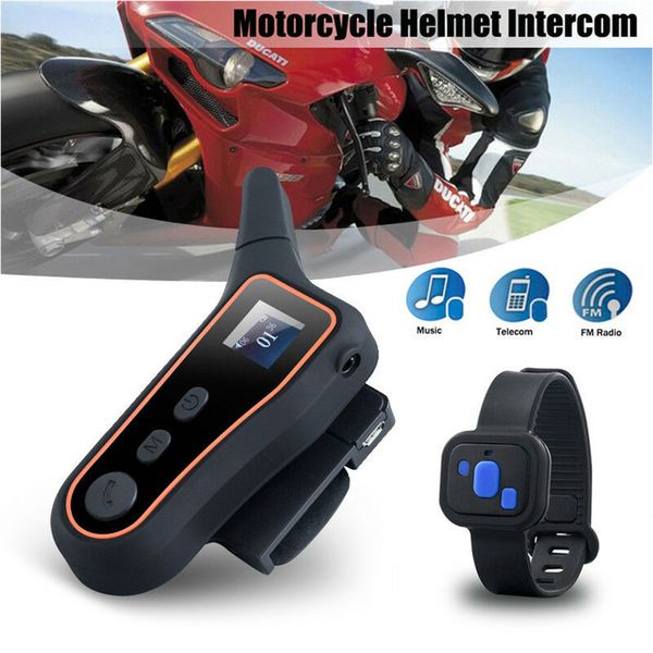 

1 pcs motorcycle helmet intercom bluetooth helmet headset 3km group wireless bt interphone with oled screen
