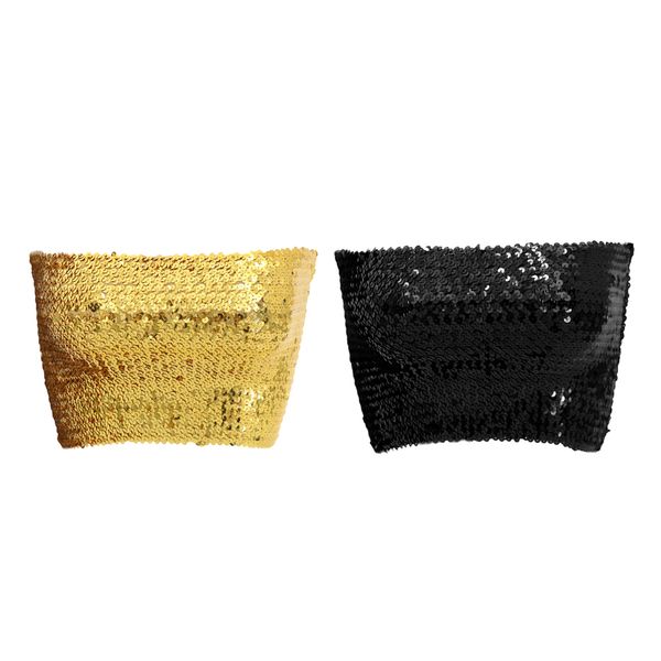 

2 pack women sequin stretchy strapless bandeau strapless tube off shoulder seamless cropped, Blue
