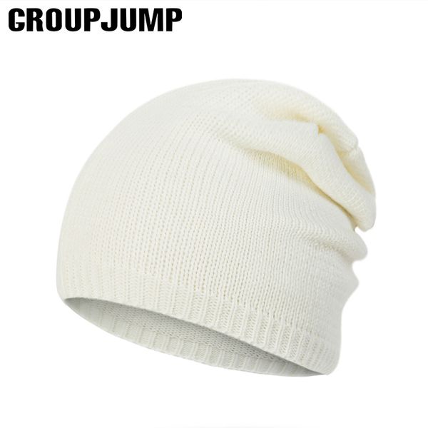 

group jump knitted hat women's winter warm casual acrylic slouchy hat crochet beanie female solid skullies beanies unisex