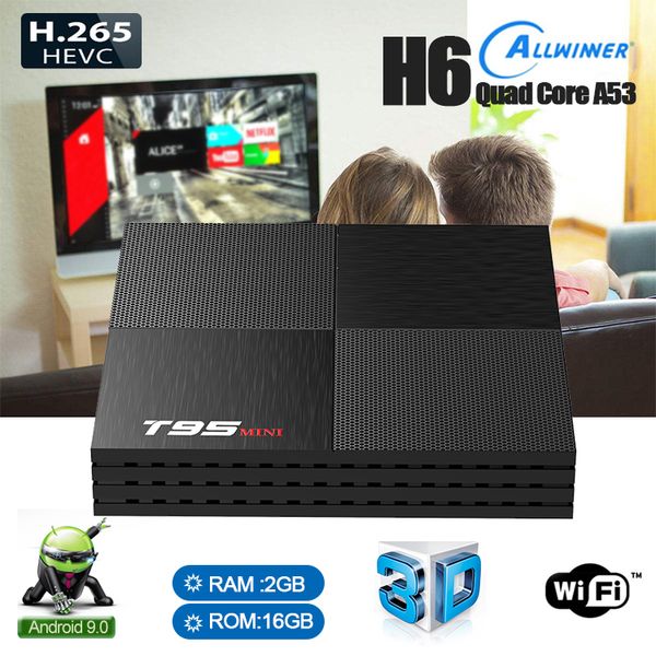 

android tv box t95 mini android 9.0 smart tv allwinner h6 quad core 2gb 16gb 2.4ghz tv box